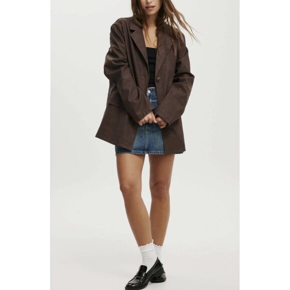 Cotton On Faux Suede Blazer in Dark Brown - Picture 3 of 6